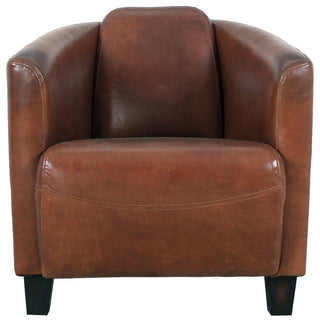 Pasargad Home Madison Top Grain Leather Upholstered Armchair, Brown