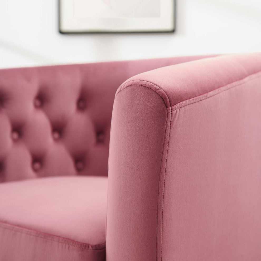 Armchair Accent Chair, Velvet, Pink, Modern, Living Lounge Hotel Hospitality