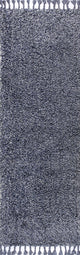 Mercer Shag Plush Tassel Area Rug, Denim Blue, 2 X 8