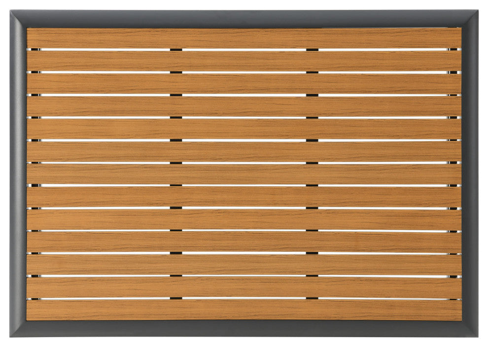 Lounge Coffee Table, Rectangular, Gray Natural, Aluminum, Modern, Outdoor Patio