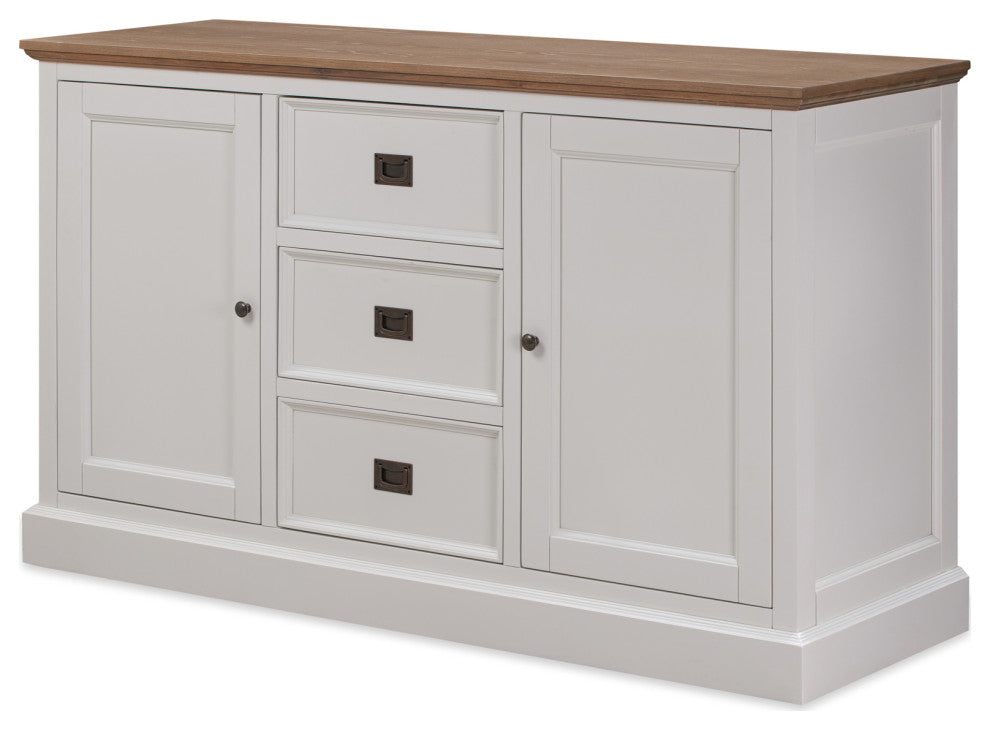 Garwain MDF Mid-century Modern Sideboard White, Grey Oak / White