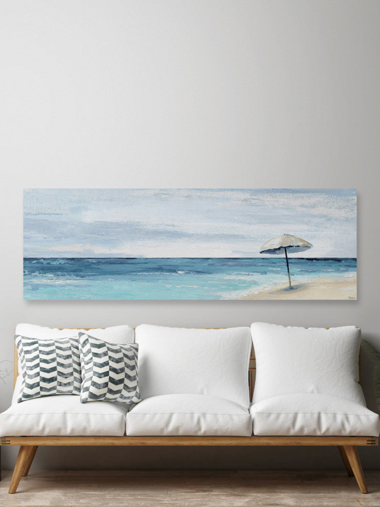 "Umbrella, a Sandbar" Painting Print on Wrapped Canvas