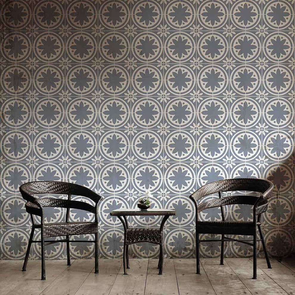 Primavera Tile Stencil - DIY Portuguese Tiles - Faux Cement Tile Stencils, Mediu