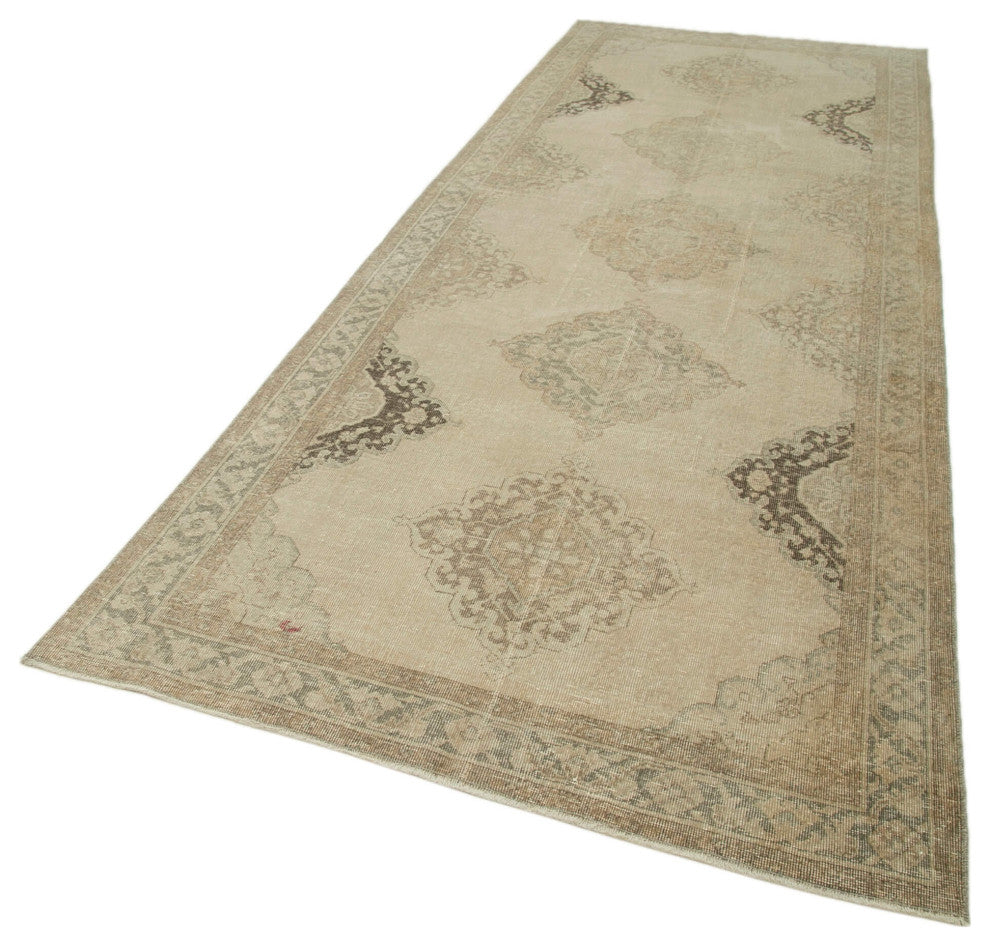 Rug N Carpet - Hand-knotted Turkish 4' 7" x 12' 2" Vintage Runner Rug