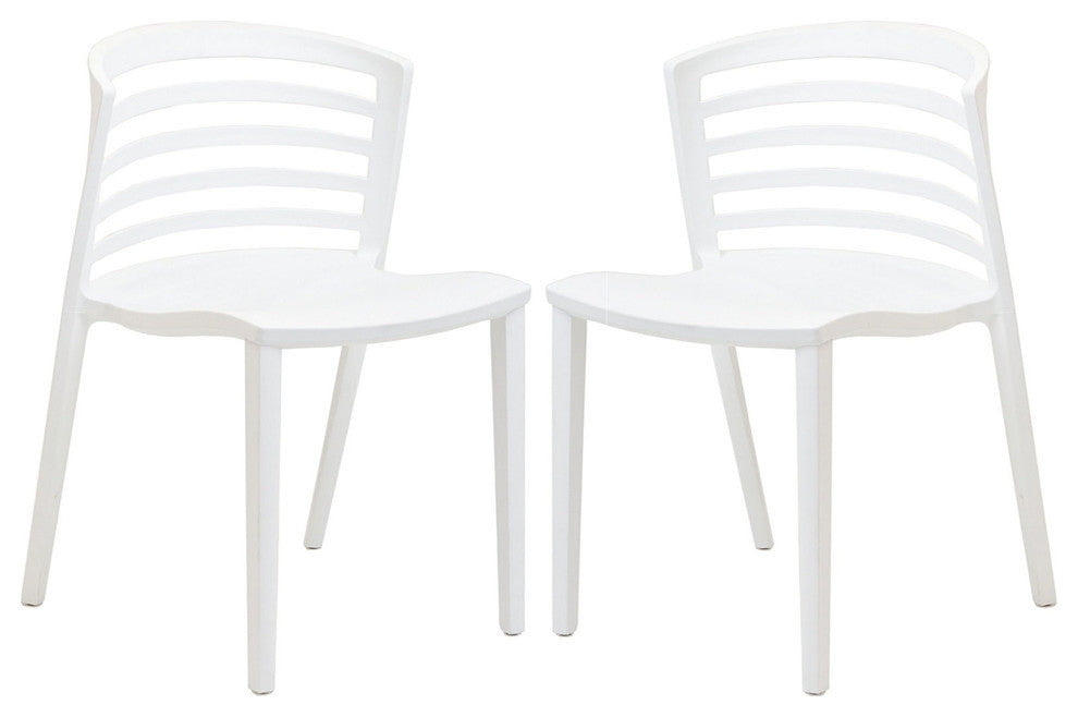 Modern Contemporary Kitchen Dining Chairs Set of 2 White, Outdoor and Indoor