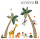 Palm Trees with Cute Jungle Animals Wall Decal, Scheme B