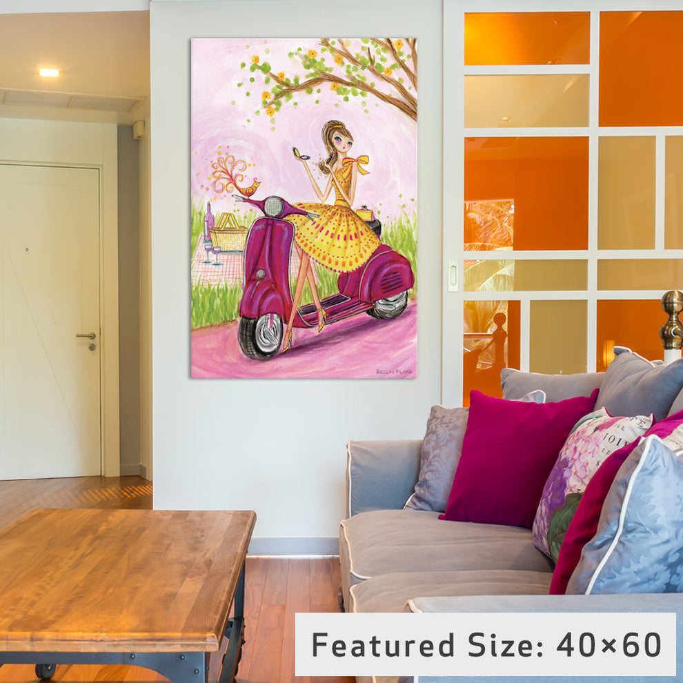 "Birdies Vespa" Canvas Art Print By Bella Pilar, 18x1.5x26