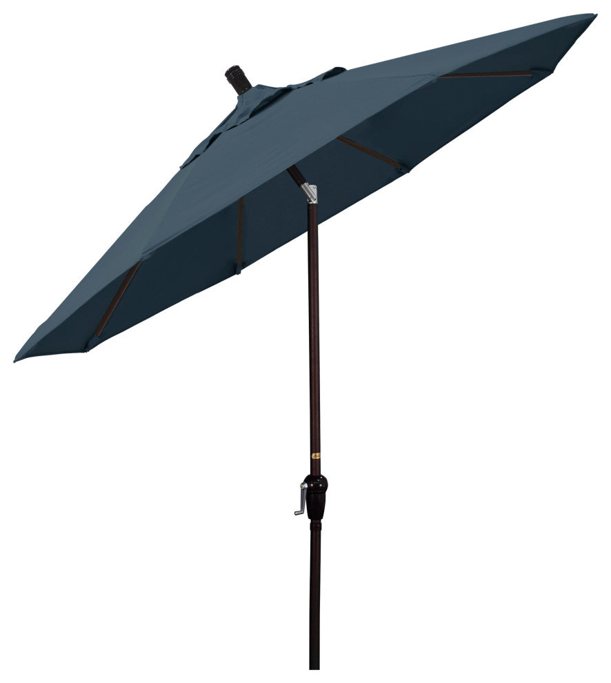 9' Bronze Auto-Tilt Crank Aluminum Umbrella, Pacifica, Sapphire