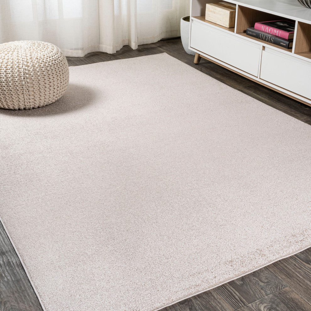 Haze Solid Low-Pile Runner Rug, Beige, 5 X 8