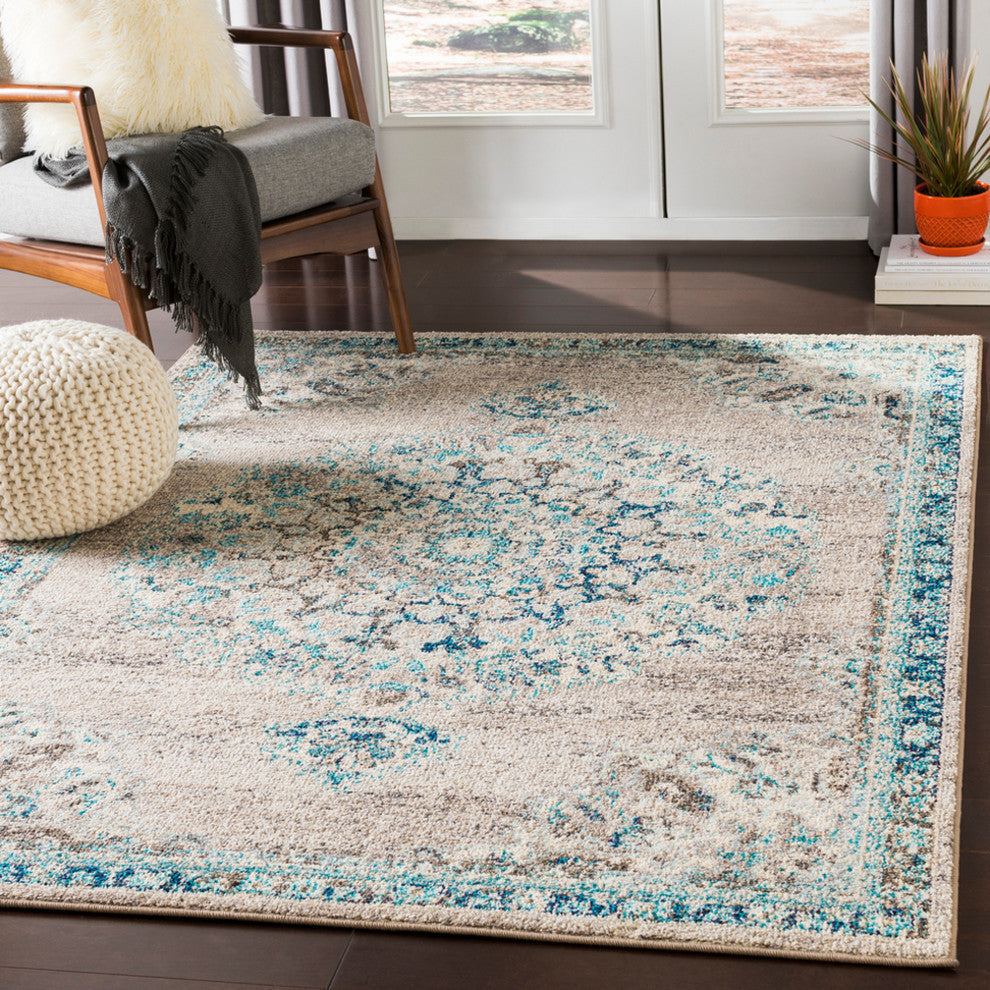 Morocco Updated Traditional Light Gray, Camel Area Rug, 2'x3'