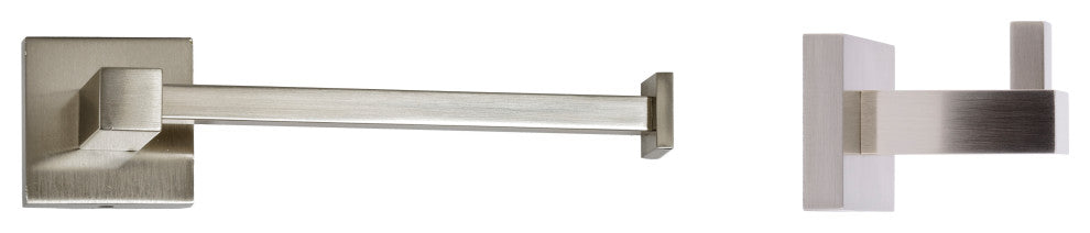 Italia Capri Series Brushed Nickel Toilet Paper Holder and Robe Hook Set