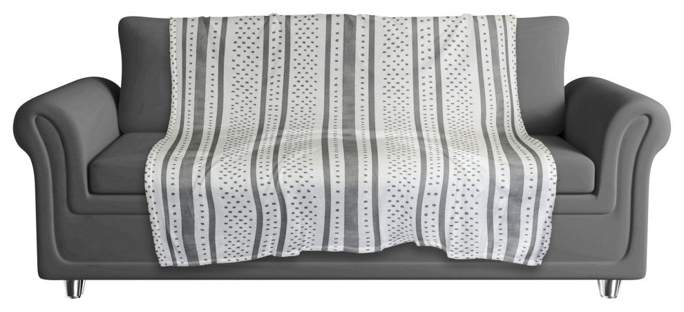 Watercolor Stripes Dots 50x60 Throw Blanket, Gray