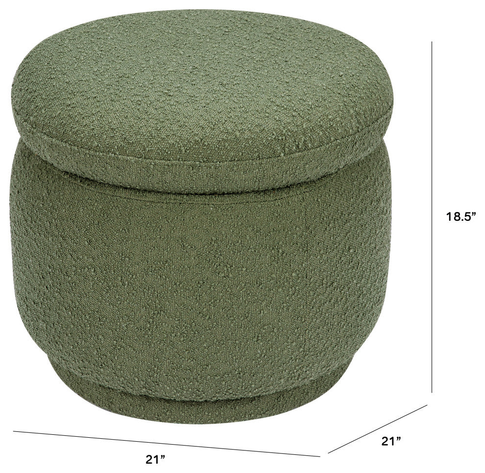 Enoki Storage Ottoman, Boucle, Olive Boucle