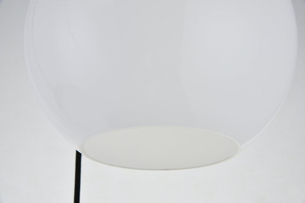 Midcentury Modern Brass And Frosted White 3-Light Pendant