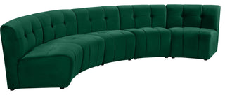 Limitless Velvet Upholstered 5-Piece Modular Sectional, Green