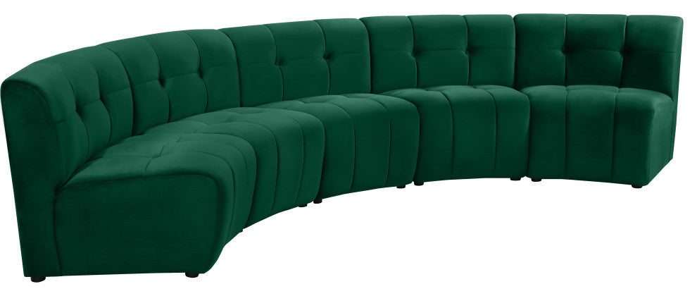 Limitless Velvet Upholstered 5-Piece Modular Sectional, Green