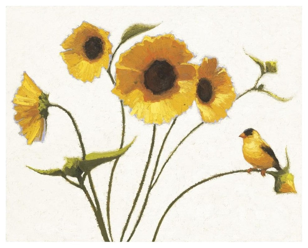 "Sunny Flowers on White" Digital Paper Print by Shirley Novak, 22"x18"