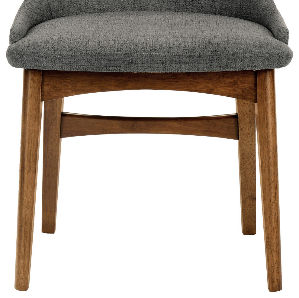 Azalea Fabric and Black Wood Dining Side Chairs, Set of 2, Charcoal