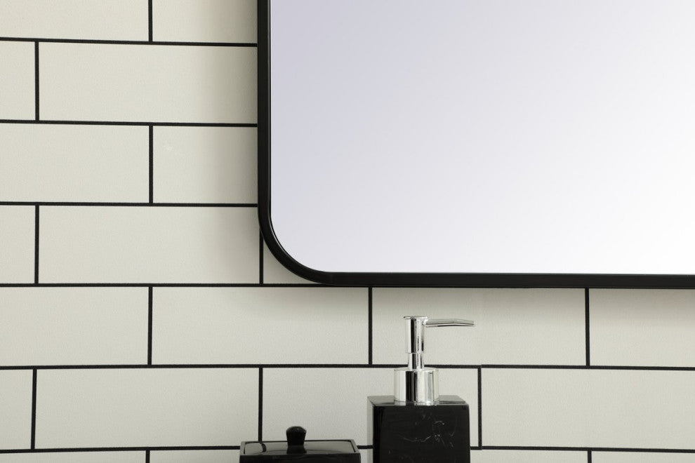Elegant Decor MR802440BK Soft Corner Metal Rectangular Mirror, 24"x40"