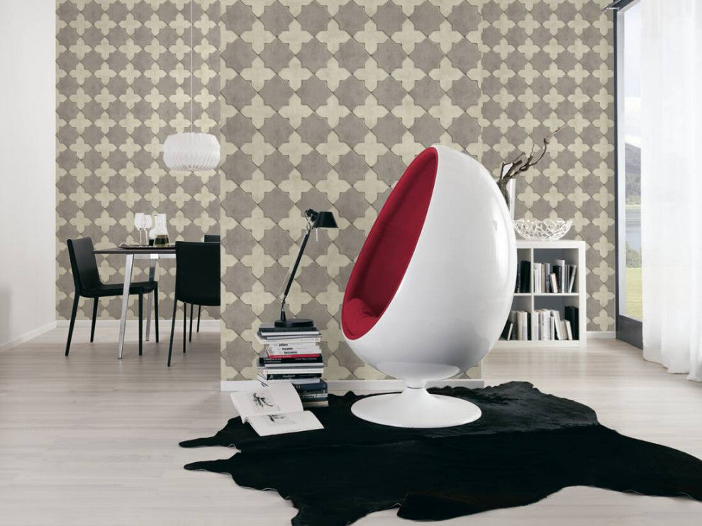 Mosaic Textured Wallpaper Featuring Star Shaped Tile, 374215