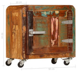 vidaXL Cabinet Accent Table with 1 Door and 4 Casters Solid Reclaimed Wood