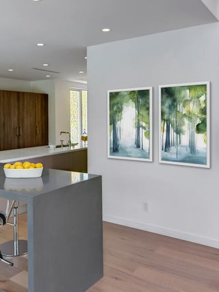 "Through the Haze" Framed Painting Diptych, 48"x36"