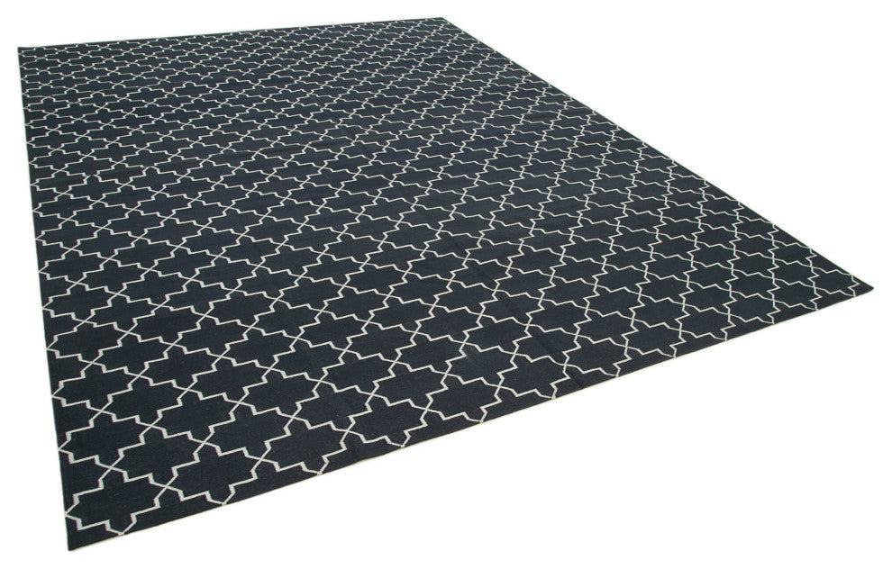 Rug N Carpet - Handmade Wool 9'' 2'''' x 12'' 0'''' Flatweave Dhurrie Kilim Rug