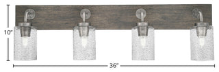 Oxbridge, Bath Bar, Graphite & Painted Distressed Wood-look, 4" Smoke Bubble