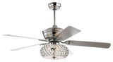 Crista 52" 3-Light Metal and Wood LED Ceiling Fan, Chrome