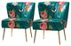 Upholstered Accent Side Chair With Tufted Back Set of 2, Blue