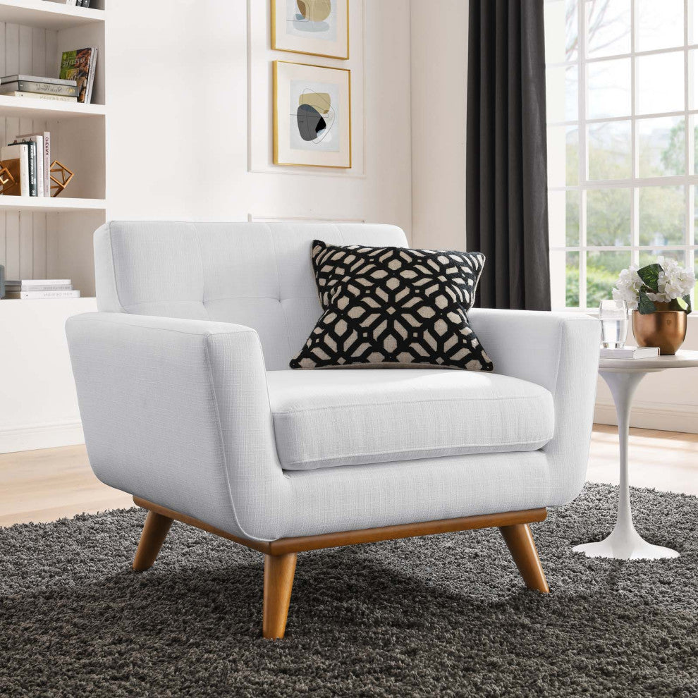 Armchair Accent Chair, Fabric, White, Modern, Living Lounge Hotel Hospitality
