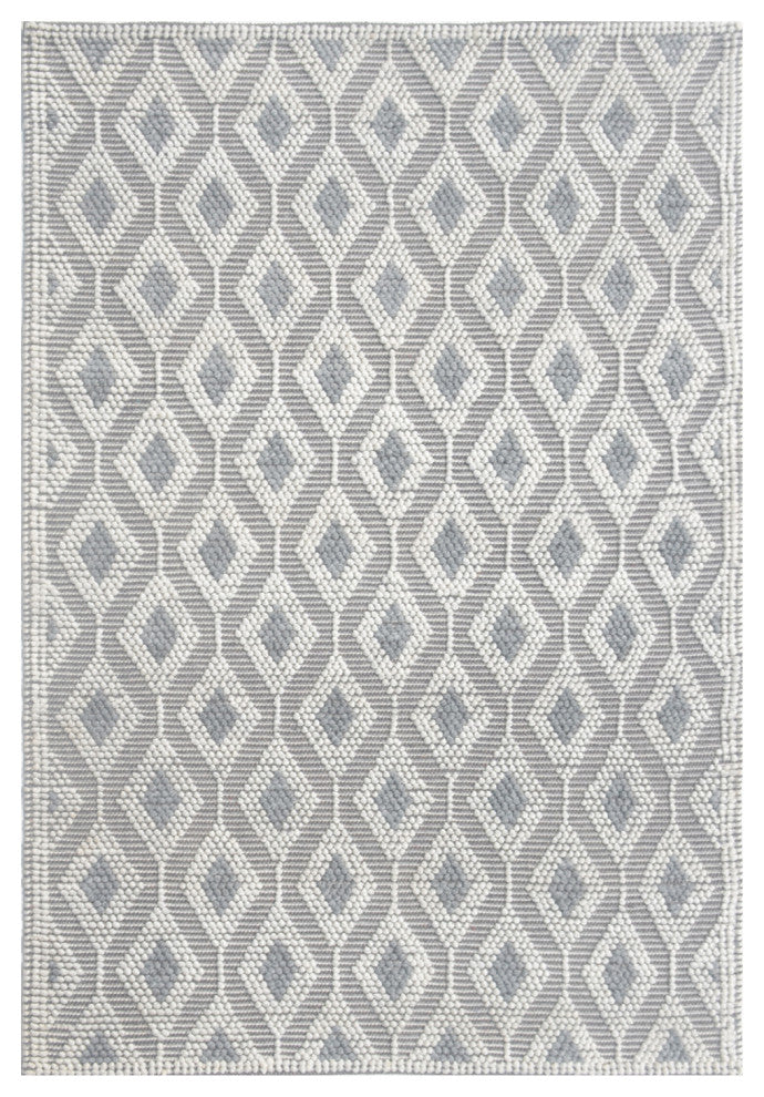 8"x11" Ivory Gray Diamond Trellis Modern Area Rug