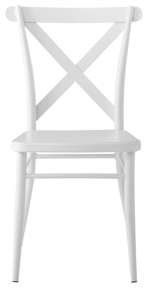 Side Dining Chair, Set of 2, Metal, White, Modern, Bistro Restaurant Hospitality