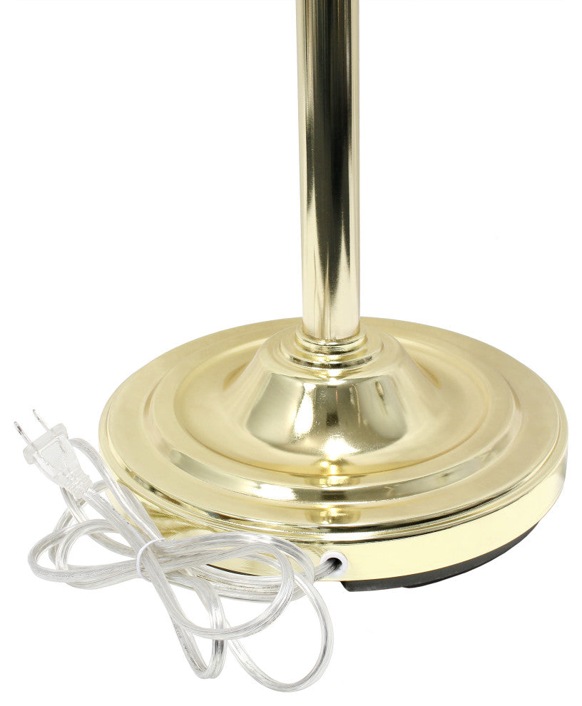 Elegant Designs 3 Light Floor Lamp With Scalloped Glass Shades, Gold