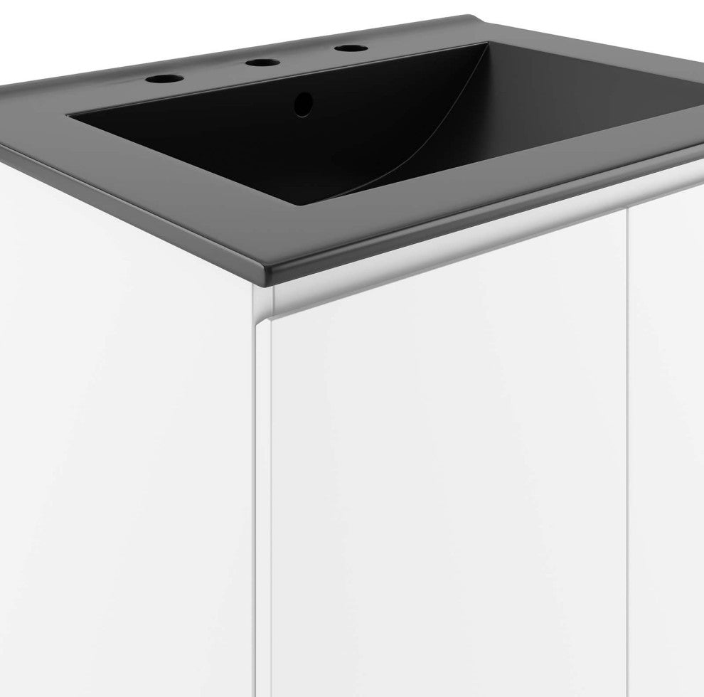 Bryn 24" Wall-Mount Bathroom Vanity, White Black
