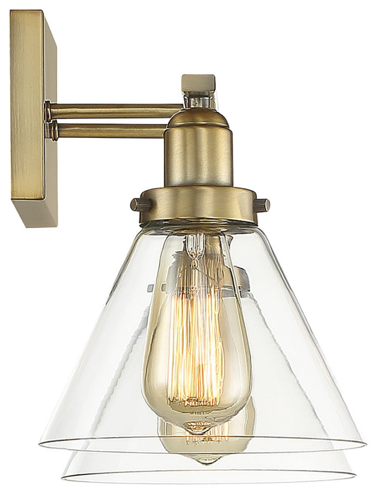 Drake 2-Light Bathroom Vanity Light, Warm Brass