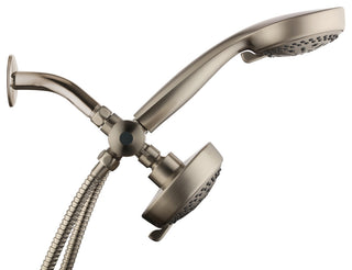 MODONA's 6 Function DUAL Massage Shower Head and Hand Shower, Satin Nickel