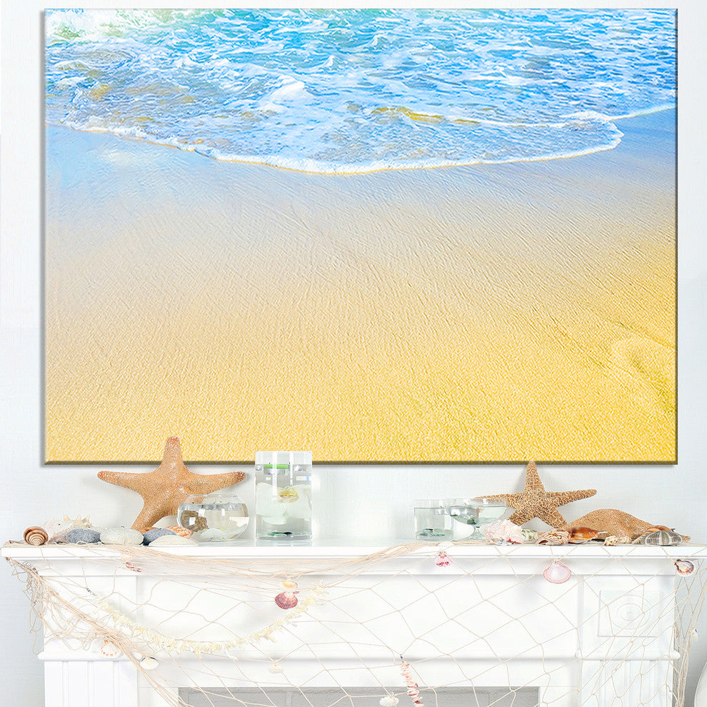 "Smooth Sea Surf Over Blue Waters" Seascape Wall Art, 32"x16"