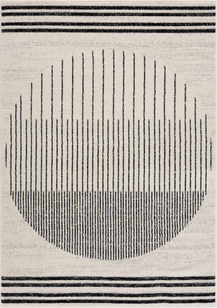 Hauteloom Angus Abstract Area Rug, Black/Charcoal/Light Gray, 6'7"x9'