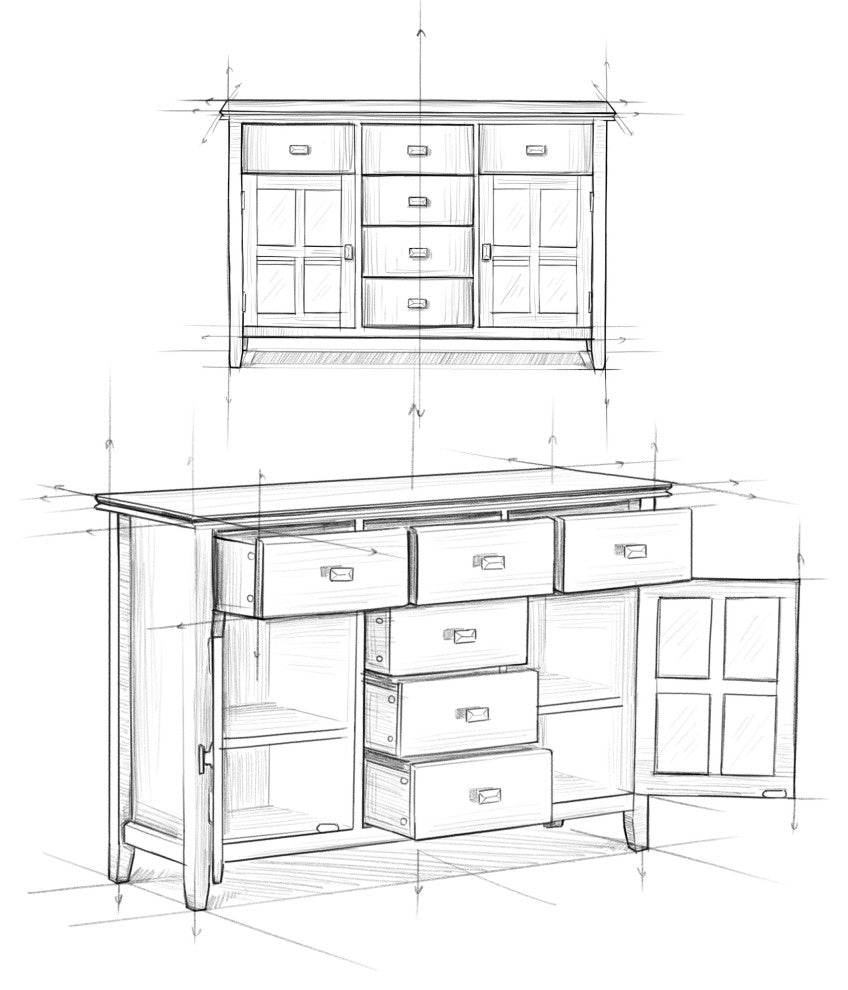 Artisan Solid Wood Sideboard Buffet, Black