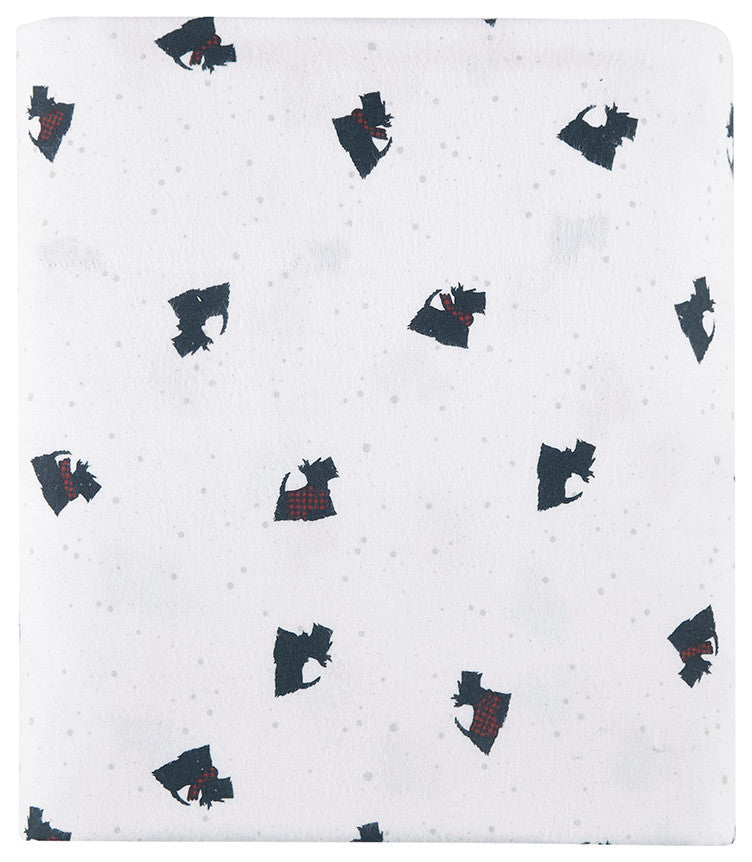 Woolrich Flannel Cotton Flannel Winter Sheet Set, White Scottie