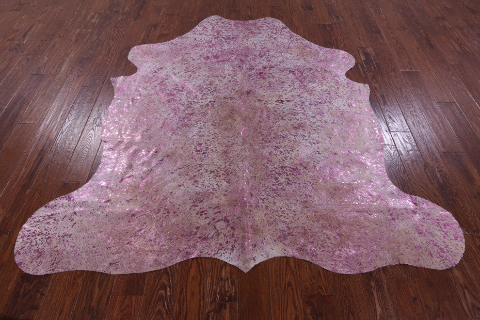 Pink Metallic Cowhide Rug 6' 10" X 6' 8" C2104