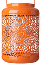 8.75"H Orange Metal Cutout Solar Powered  Lantern