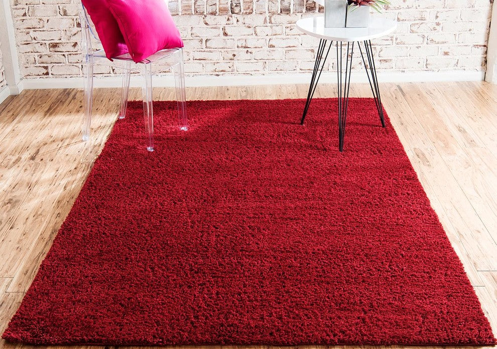 Unique Loom Red Studio Solid Shag 5' 0 x 8' 0 Area Rug