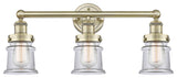 Canton 3-Light 23" Bath Vanity Light, Antique Brass Finish, Clear Shade