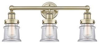 Canton 3-Light 23" Bath Vanity Light, Antique Brass Finish, Clear Shade
