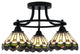 Paramount 3-Light Semi-Flush Light, Matte Black, 7" Cyprus Art Glass