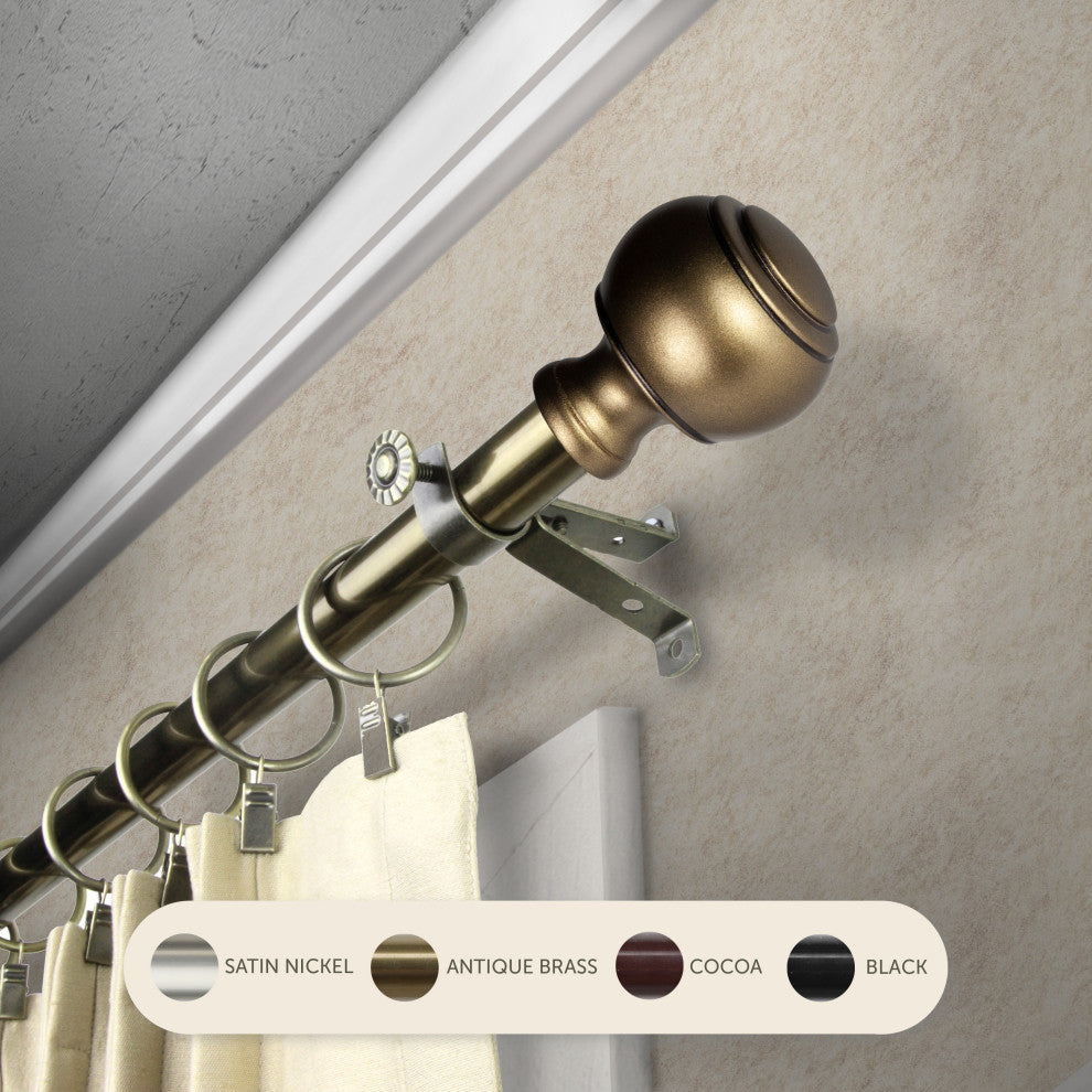 Hal 13/16" Curtain Rod, Antique Brass, 18-28"