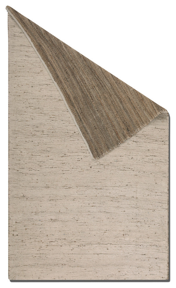Elegant Reversible Cream White Beige Brown Area Rug 8 x 10 Cotton Chenille Hemp