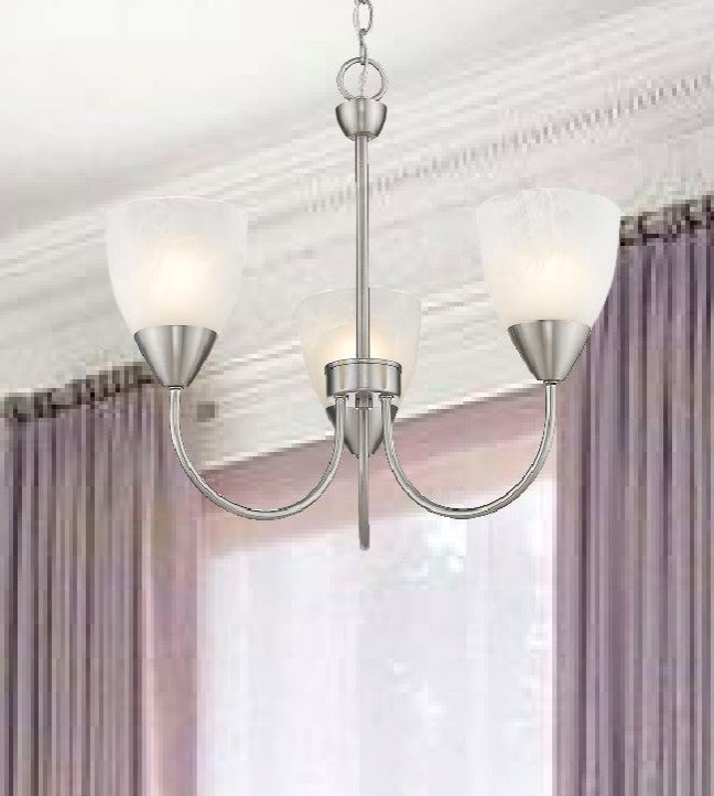 3 Light Simple and Clean Mini Chandelier in Nickel